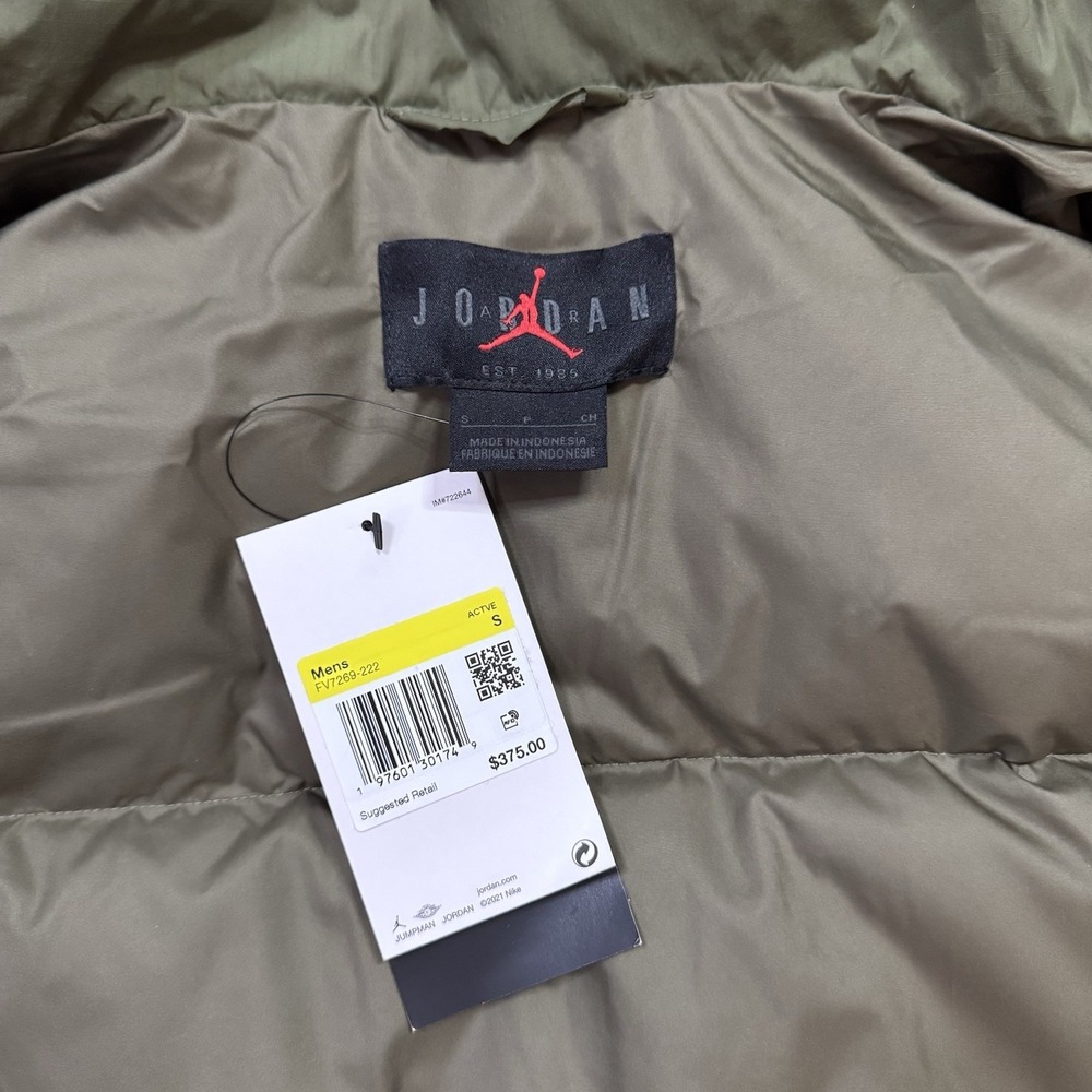 Nike Jordan Flight Down Puffer Parka Men's Small Olive FV7269-222 NWT - Picture 3 of 6